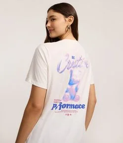 Camiseta Manga Curta com Estampa de Urso de Goma