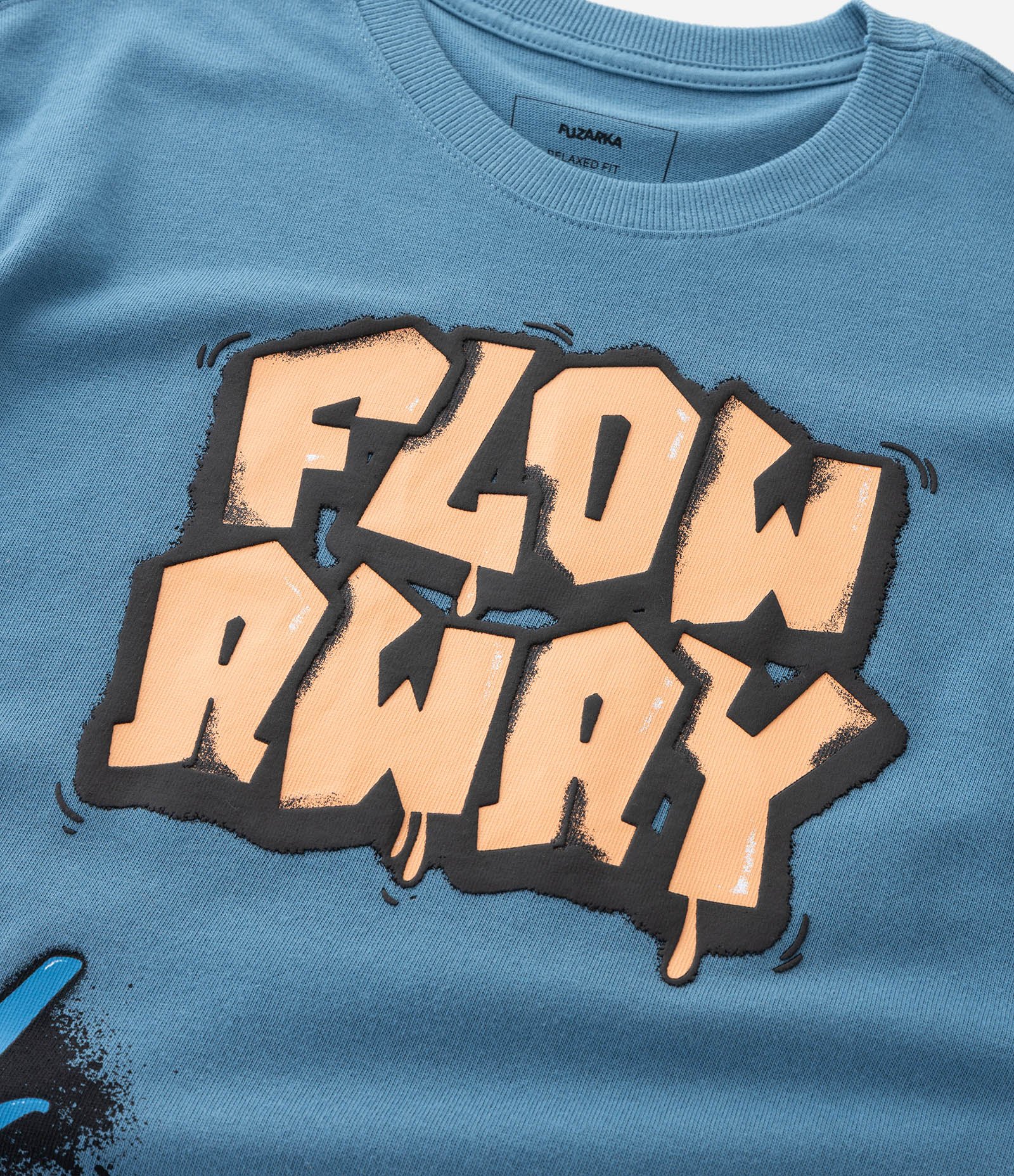 Camiseta Relaxed Infantil em Suedine com Estampa Grafite - Tam 5 a 14 Anos Azul 8