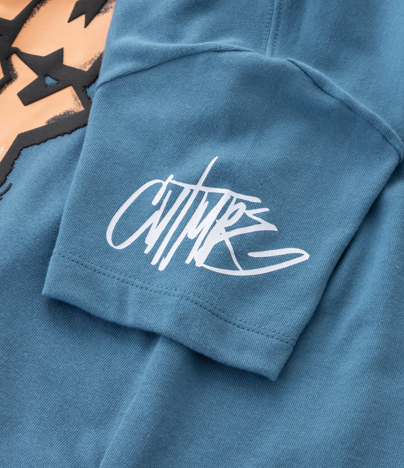 Camiseta Relaxed Infantil em Suedine com Estampa Grafite - Tam 5 a 14 Anos Azul 4