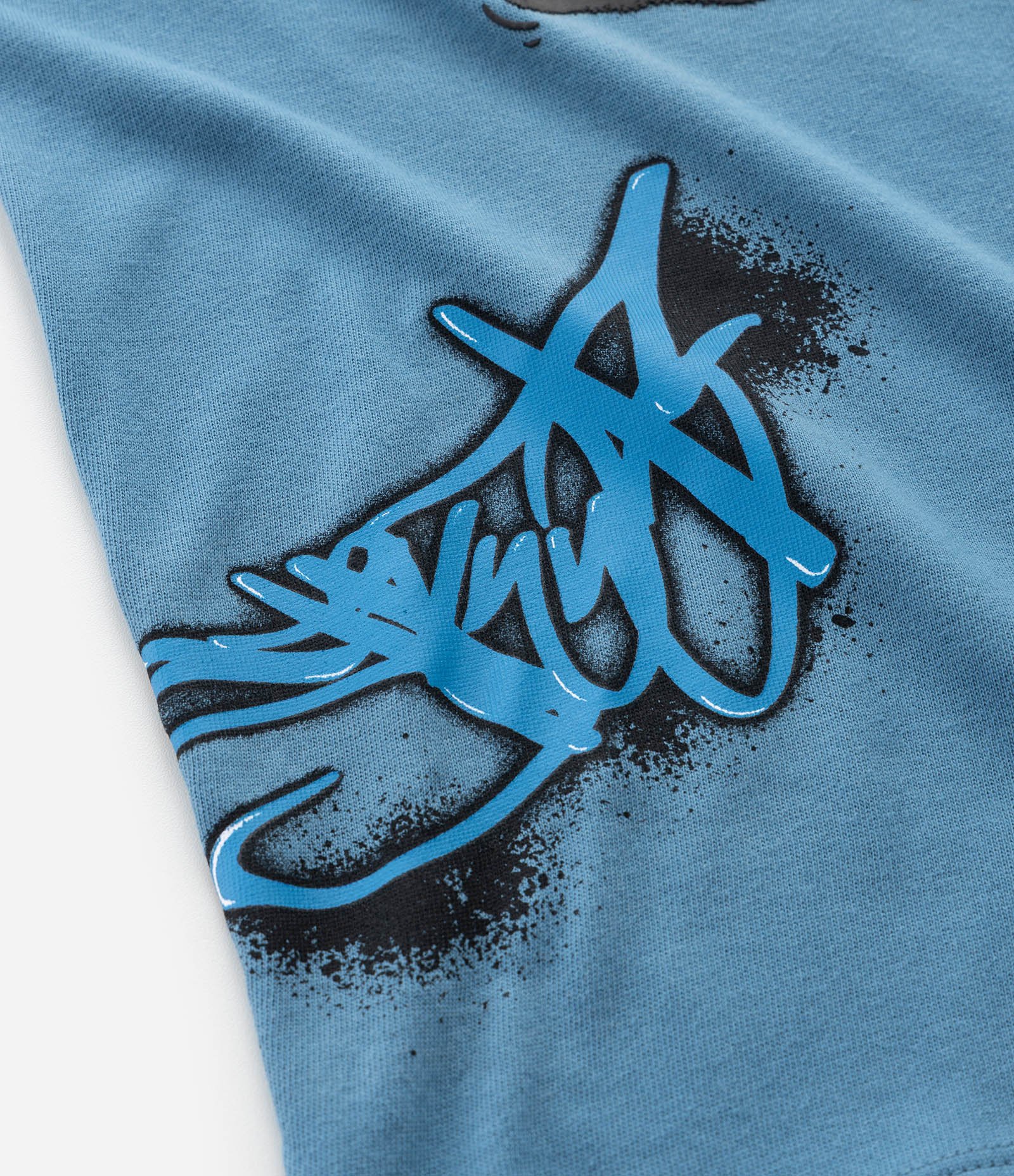 Camiseta Relaxed Infantil em Suedine com Estampa Grafite - Tam 5 a 14 Anos Azul 6