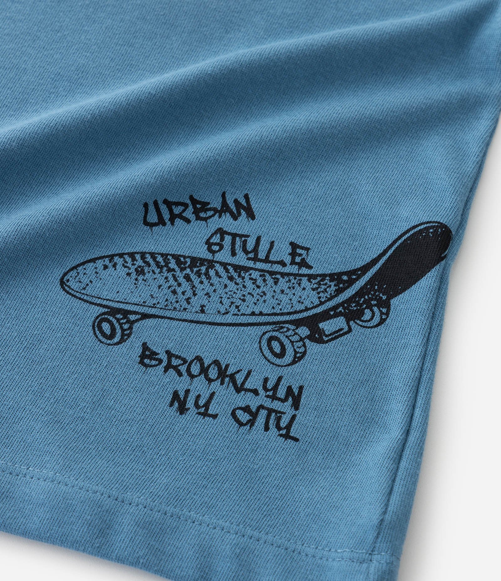 Camiseta Relaxed Infantil em Suedine com Estampa Grafite - Tam 5 a 14 Anos Azul 7