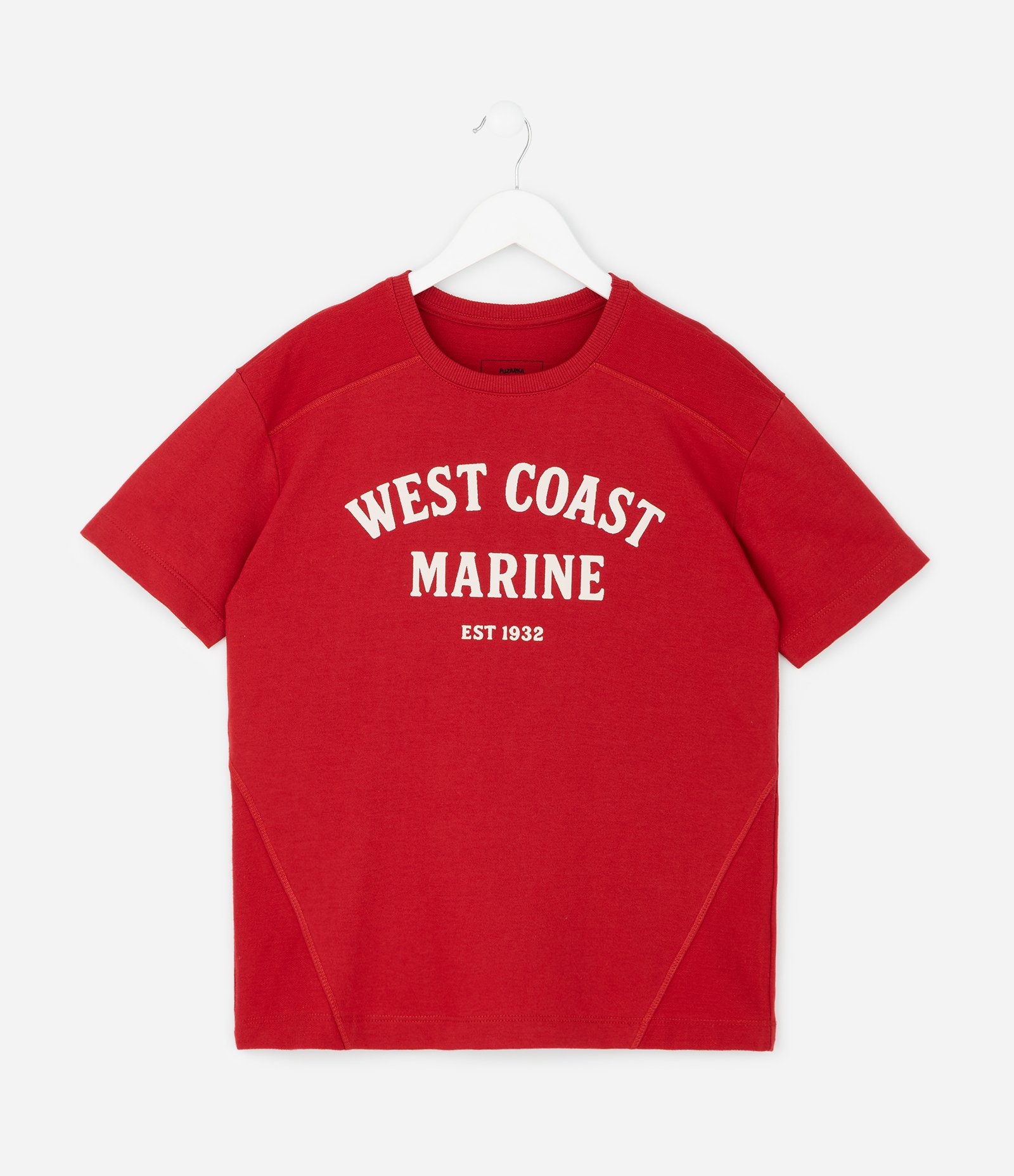 Camiseta Infantil com Lettering West Coast Marine – Tam 5 a 14 Anos Vermelho 1