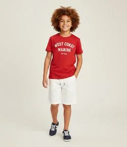 Camiseta Infantil com Lettering West Coast Marine – Tam 5 a 14 Anos