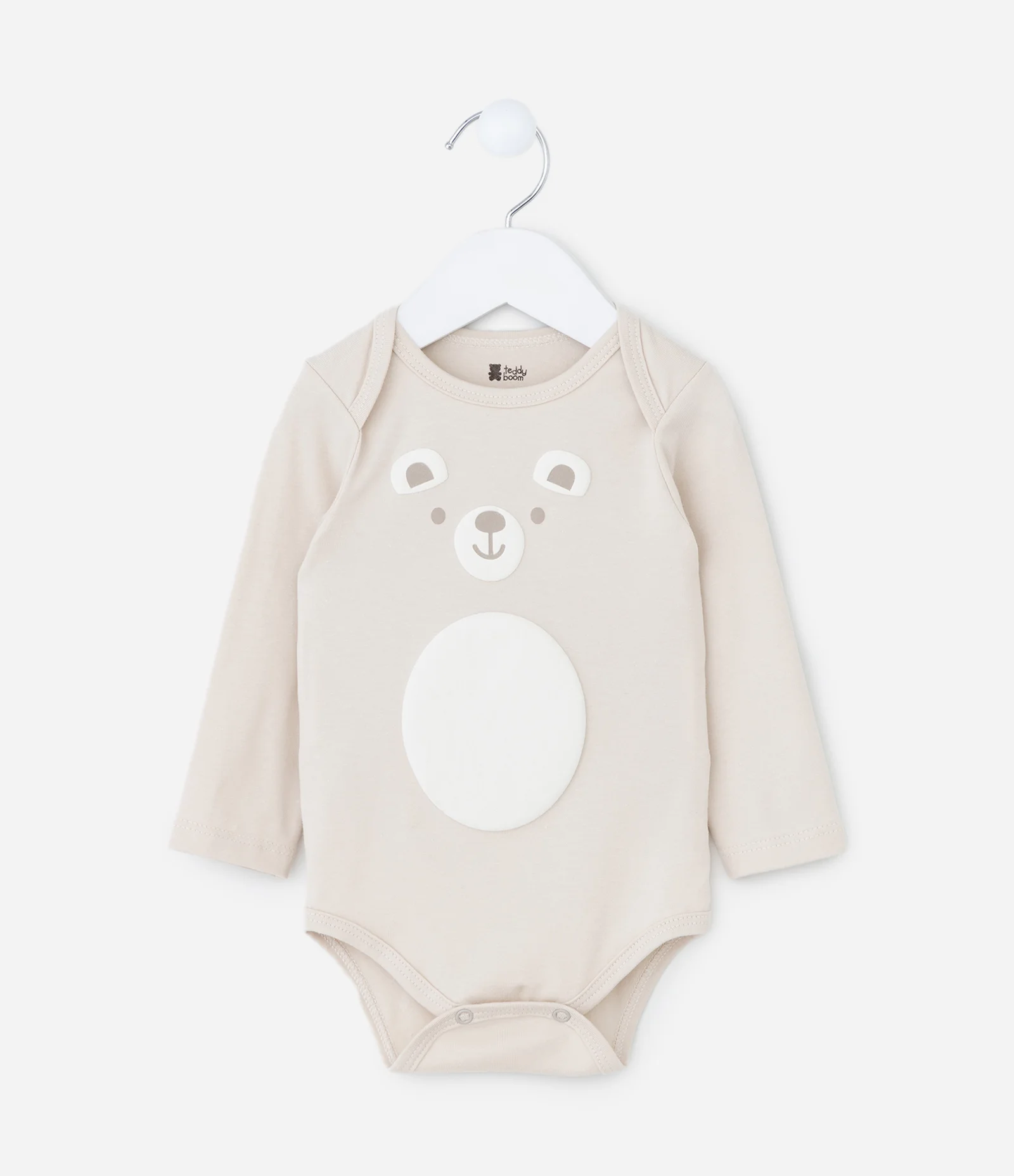 Body Infantil com Estampa Cara de Urso – Tam 0 a 18 Meses Bege Claro 1