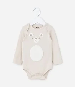 Body Infantil com Estampa Cara de Urso – Tam 0 a 18 Meses