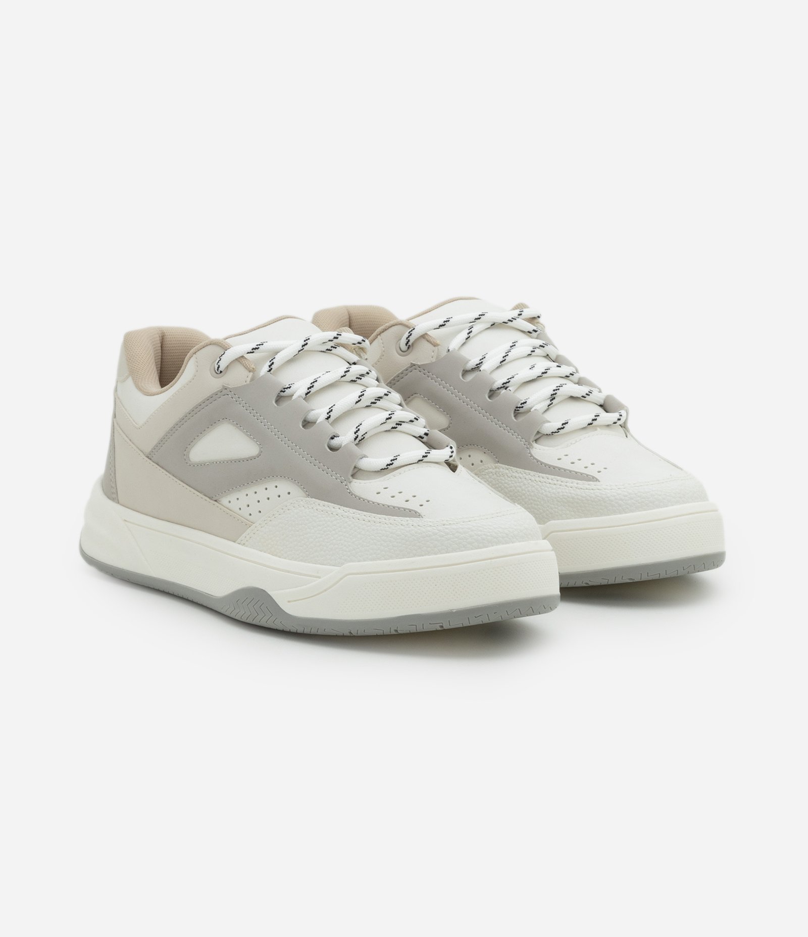 Tênis Street em PU com Atacador Bicolor e Sola Bold Branco 2