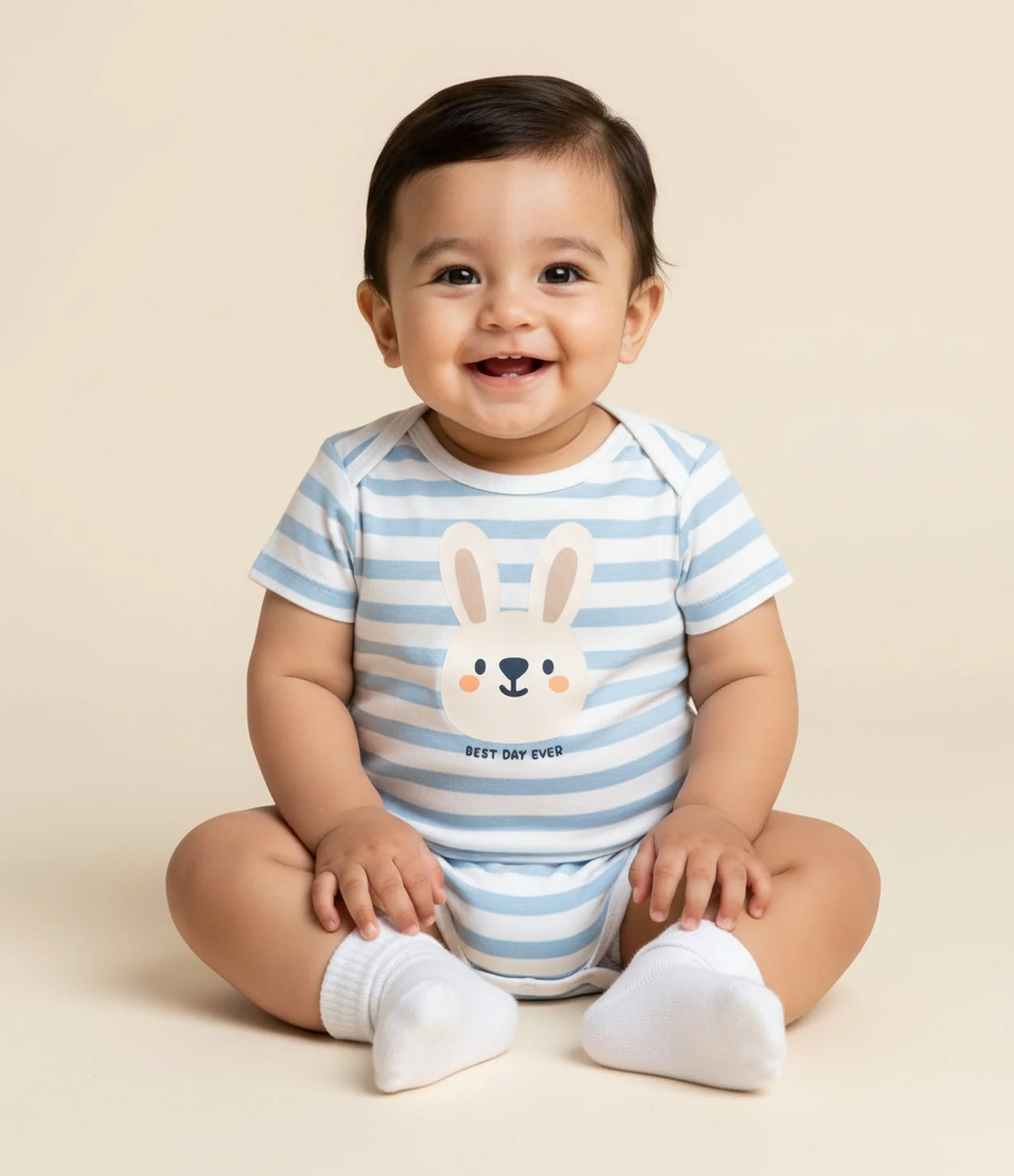 Body Infantil com Estampa de Coelho – Tam 0 a 18 Meses Azul/Branco 1
