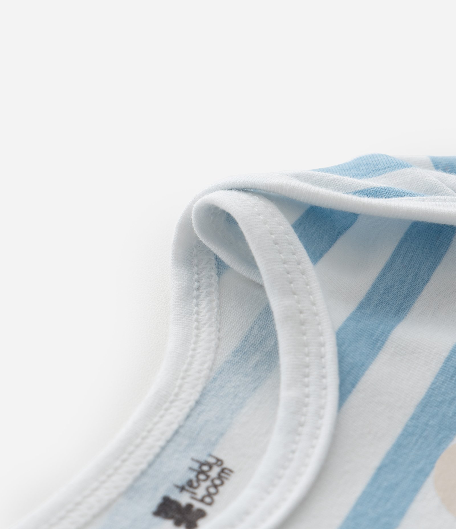 Body Infantil Manga Longa Listrada com Estampa de Coelhinho – Tam 0 a 18 Meses Azul/Branco 5