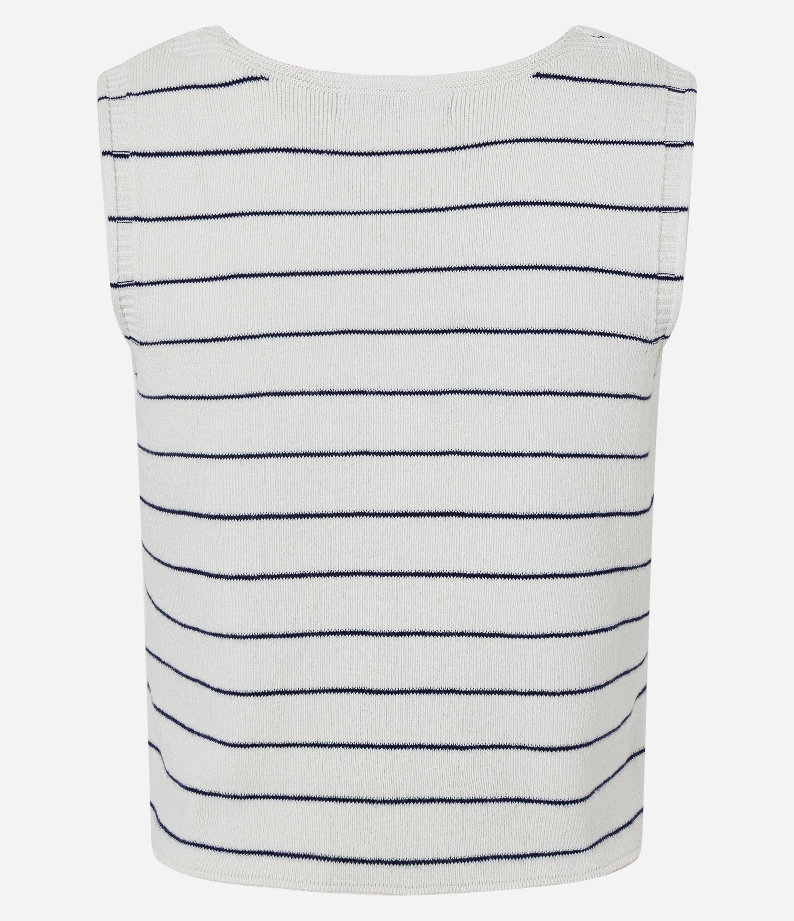 Colete em Tricô com Fechamento por Botões e Estampa Listrada Branco 7