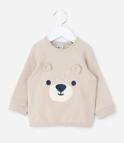 Casaco Infantil com Aplicação de Ursinho 3D – Tam 0 a 18 Meses