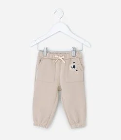 Calça Infantil com Urso Aplicado no Bolso – Tam 0 a 18 Meses