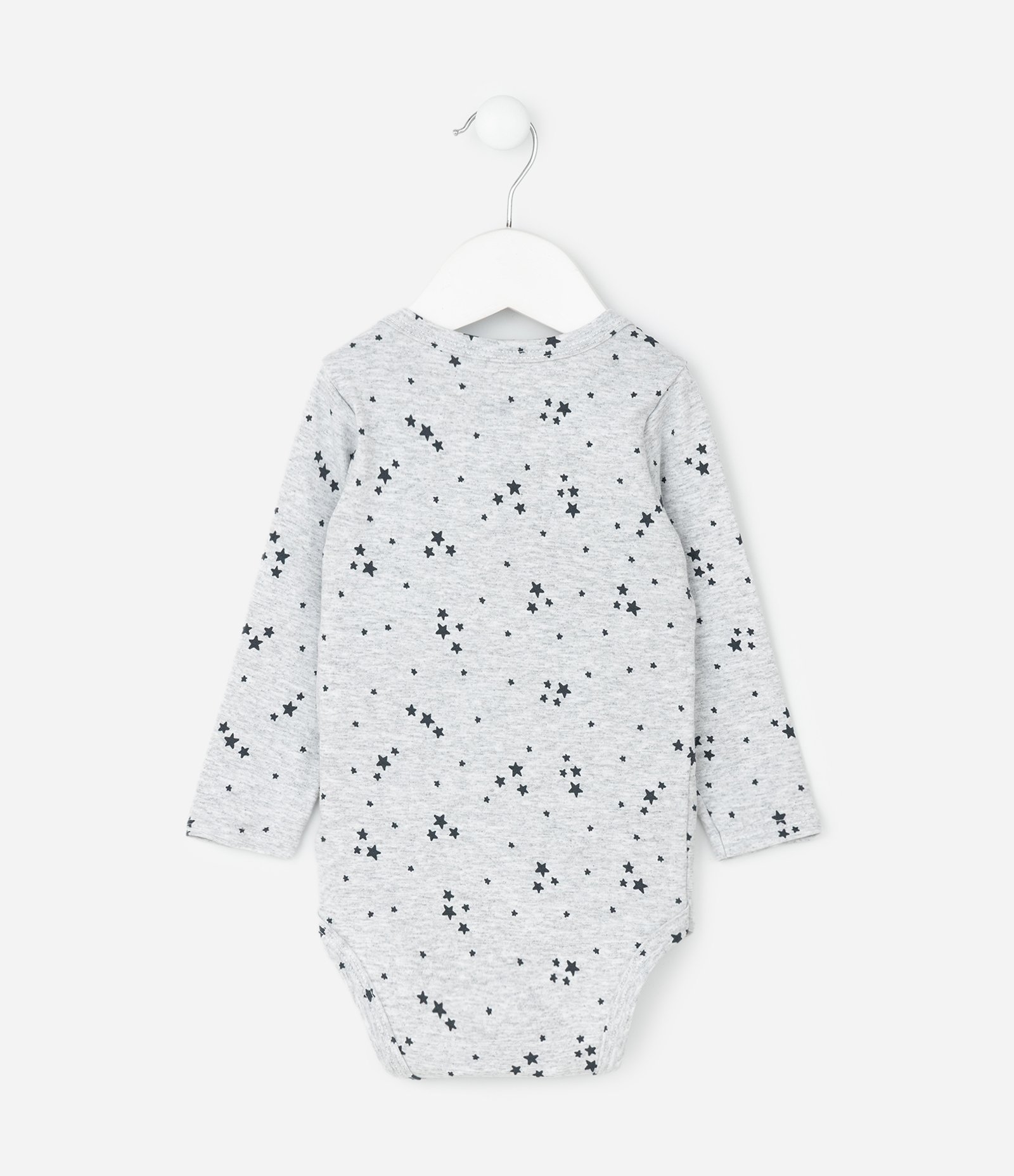 Body Infantil com Estampa Estrelas – Tam RN a 18 Meses Cinza Mescla 3