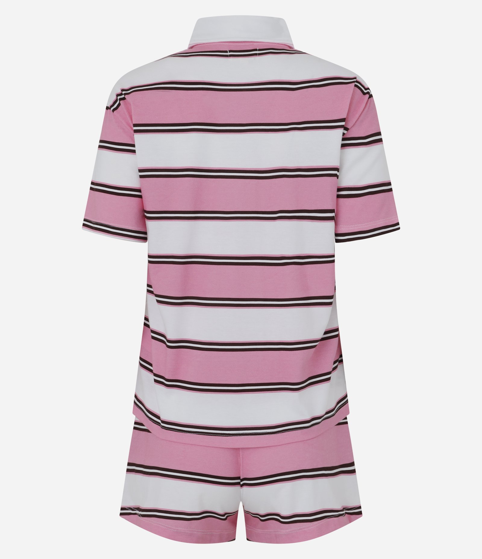 Pijama Curto em Algodão com Estampa Listrada Rosa 6