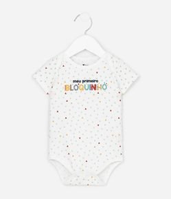 Body Infantil em Cotton Estampa Primeiro Bloquinho - Tam 0 a 18 Meses