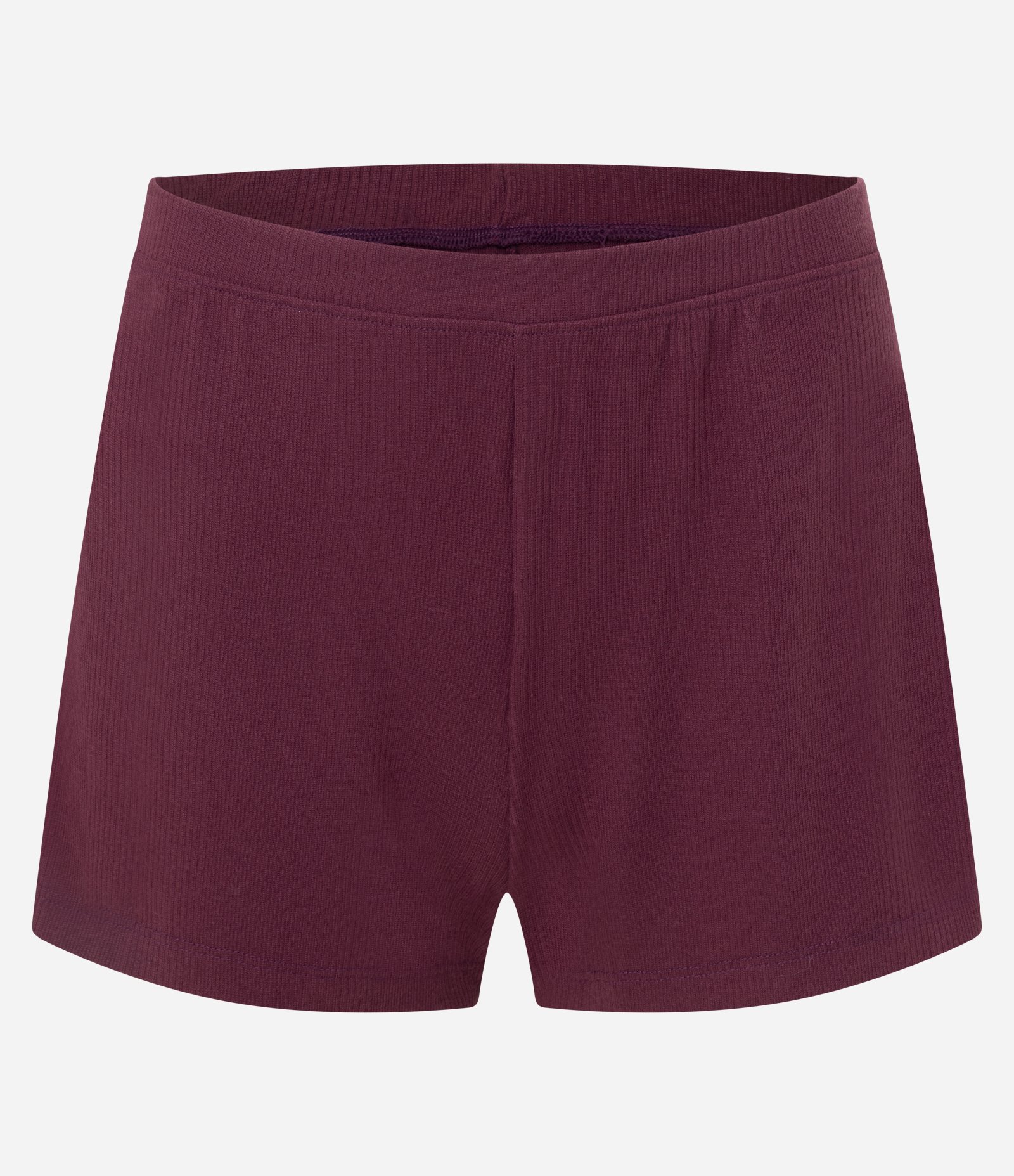 Pijama Curto em Tricô com Abotoamento e Frufrus Vinho 3