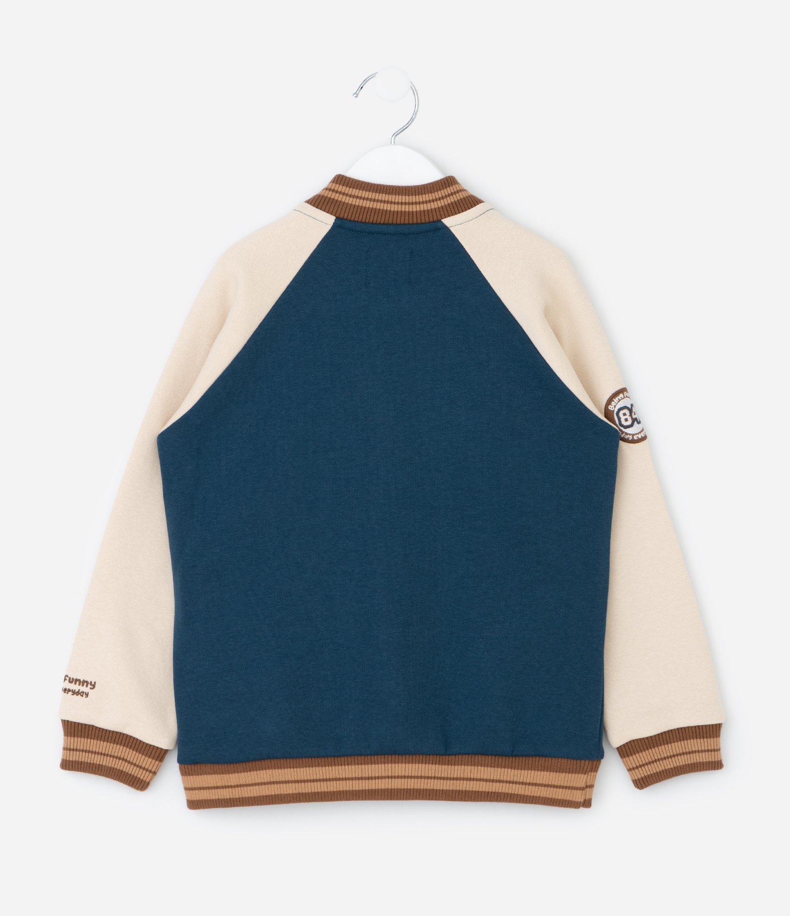 Jaqueta Infantil Bomber com Mangas Raglan – Tam 1 a 5/6 Anos Azul/Off White 3