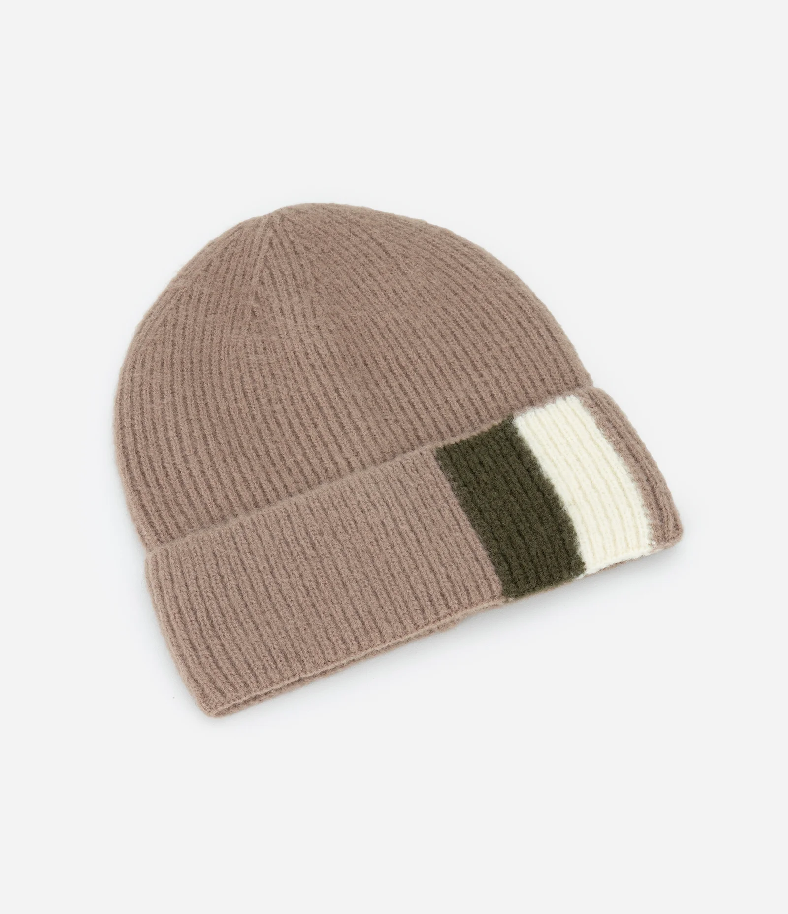 Touca em Tricô com Barra Dobrada Bege 2