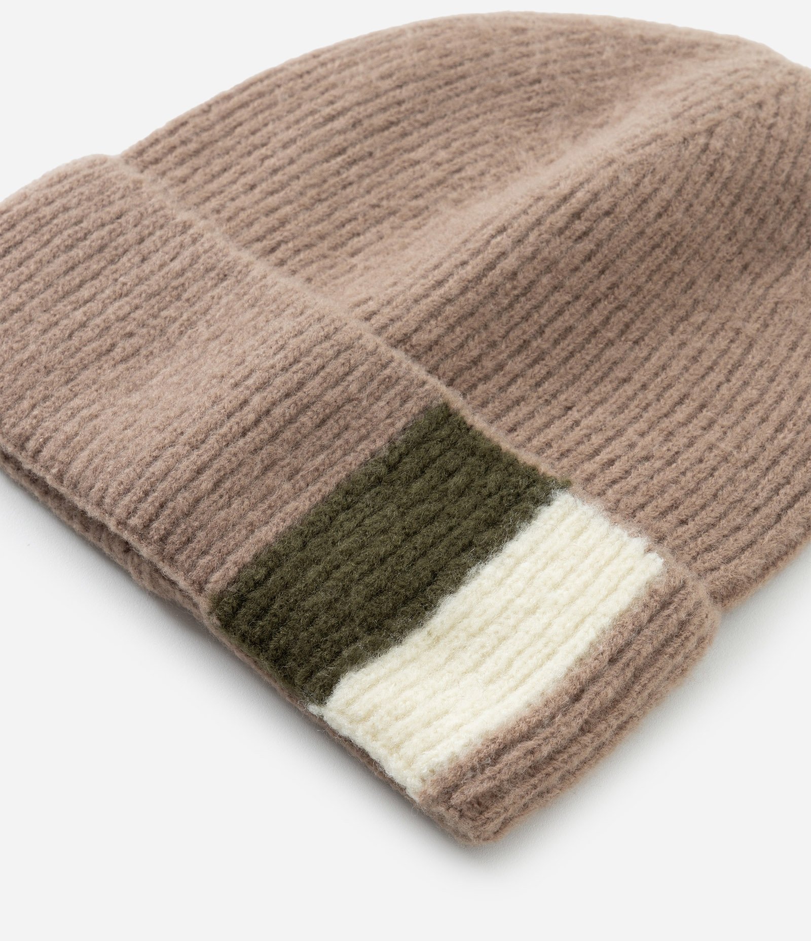 Touca em Tricô com Barra Dobrada Bege 3