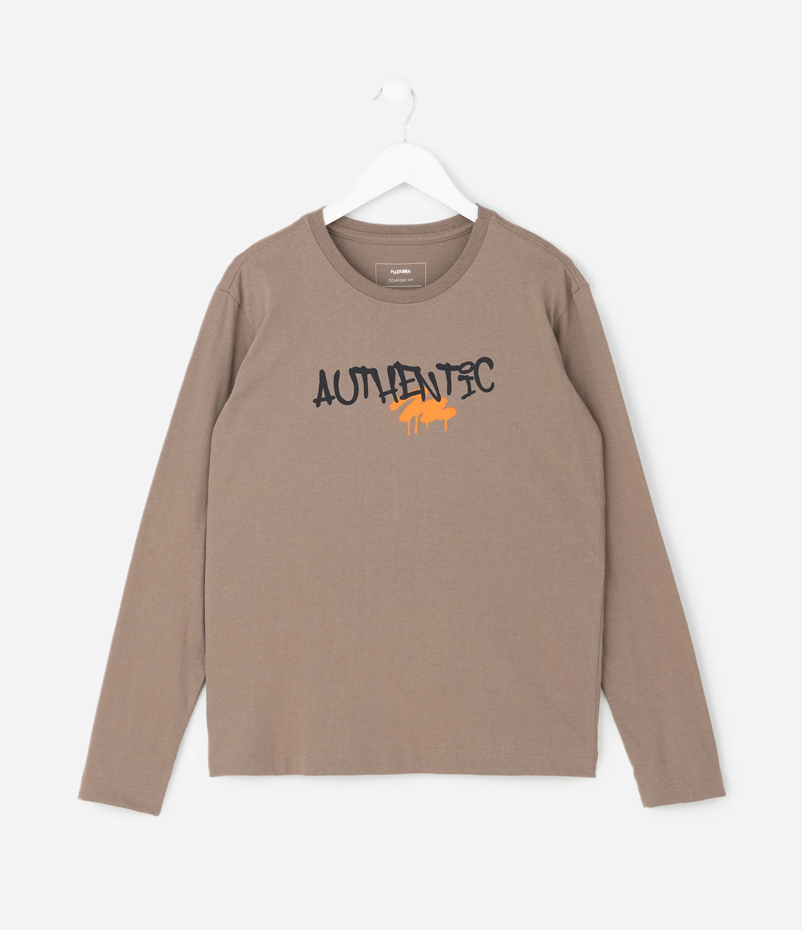 Camiseta Infantil com Estampa Authentic – Tam 5 a 14 Anos Marrom Taupe 1