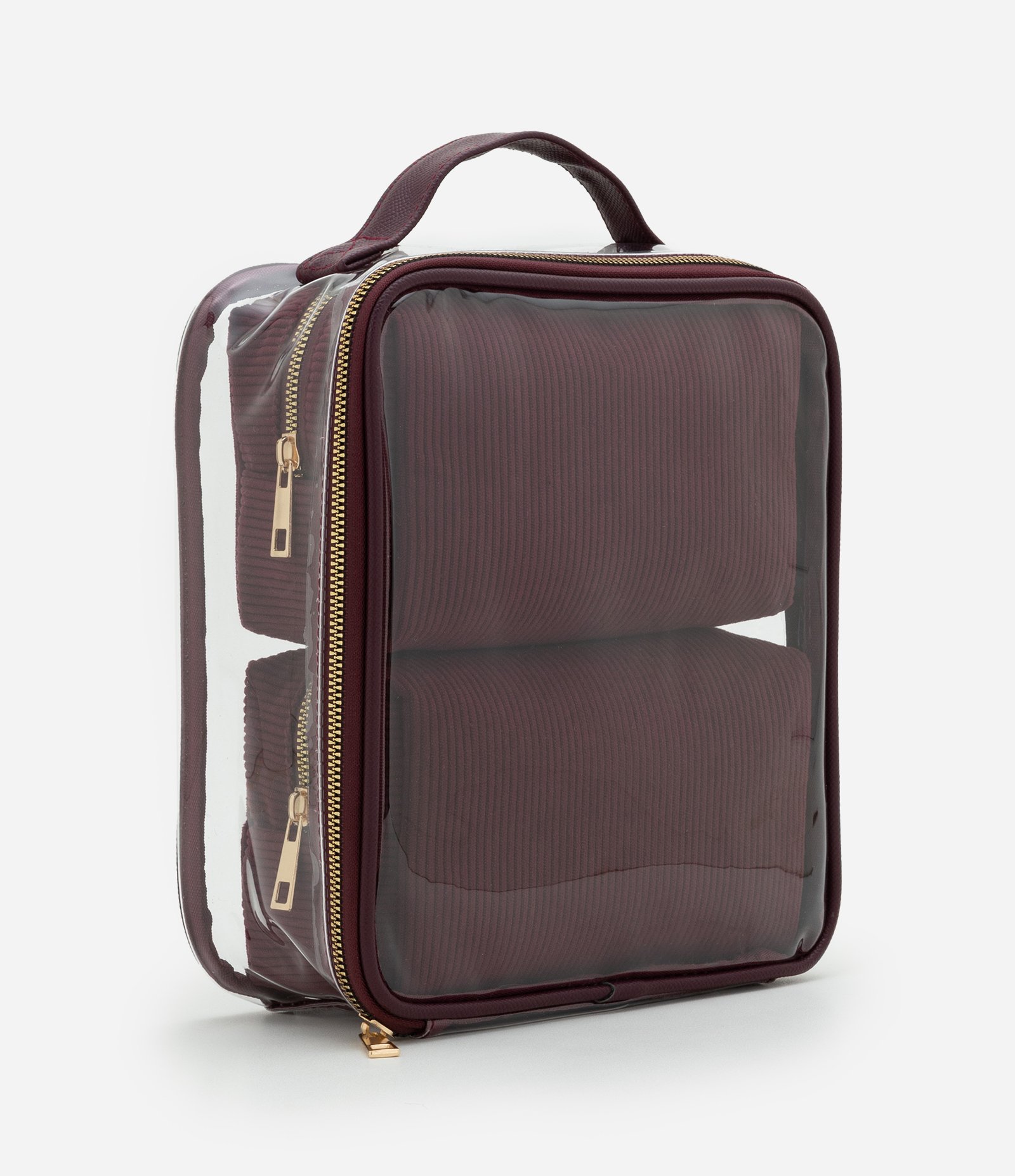 Kit 03 Nécessaires com Alça de Mão e Texturizadas Vinho 6