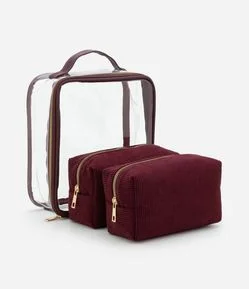 Kit 03 Nécessaires com Alça de Mão e Texturizadas