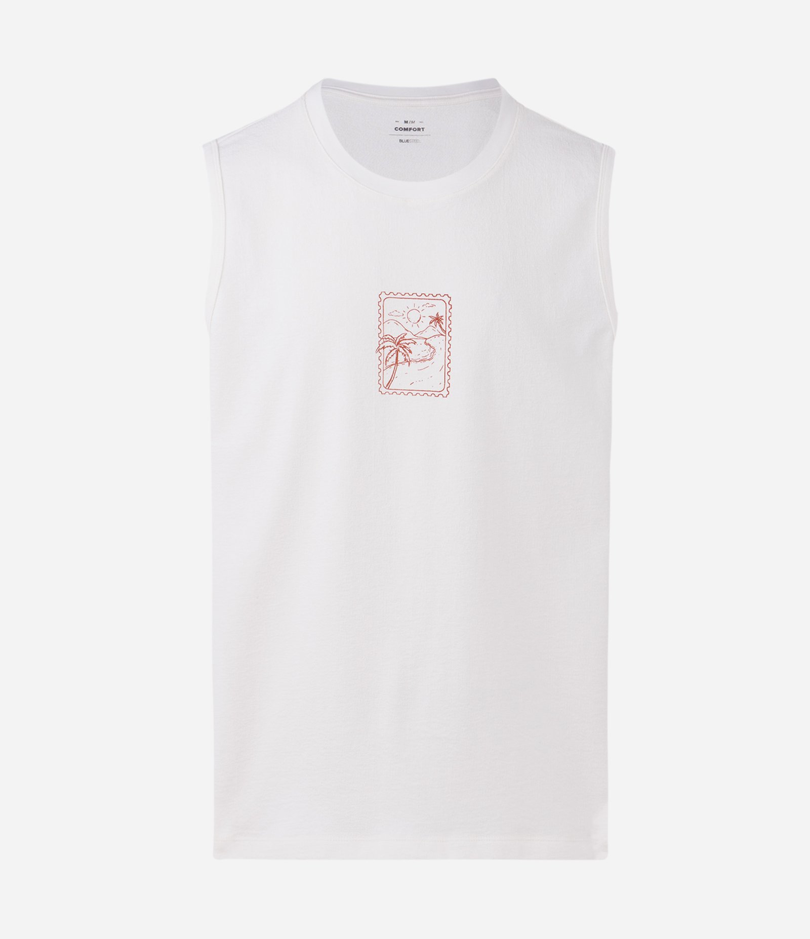 Regata Comfort em Algodão com Estampa Praia Off White 5