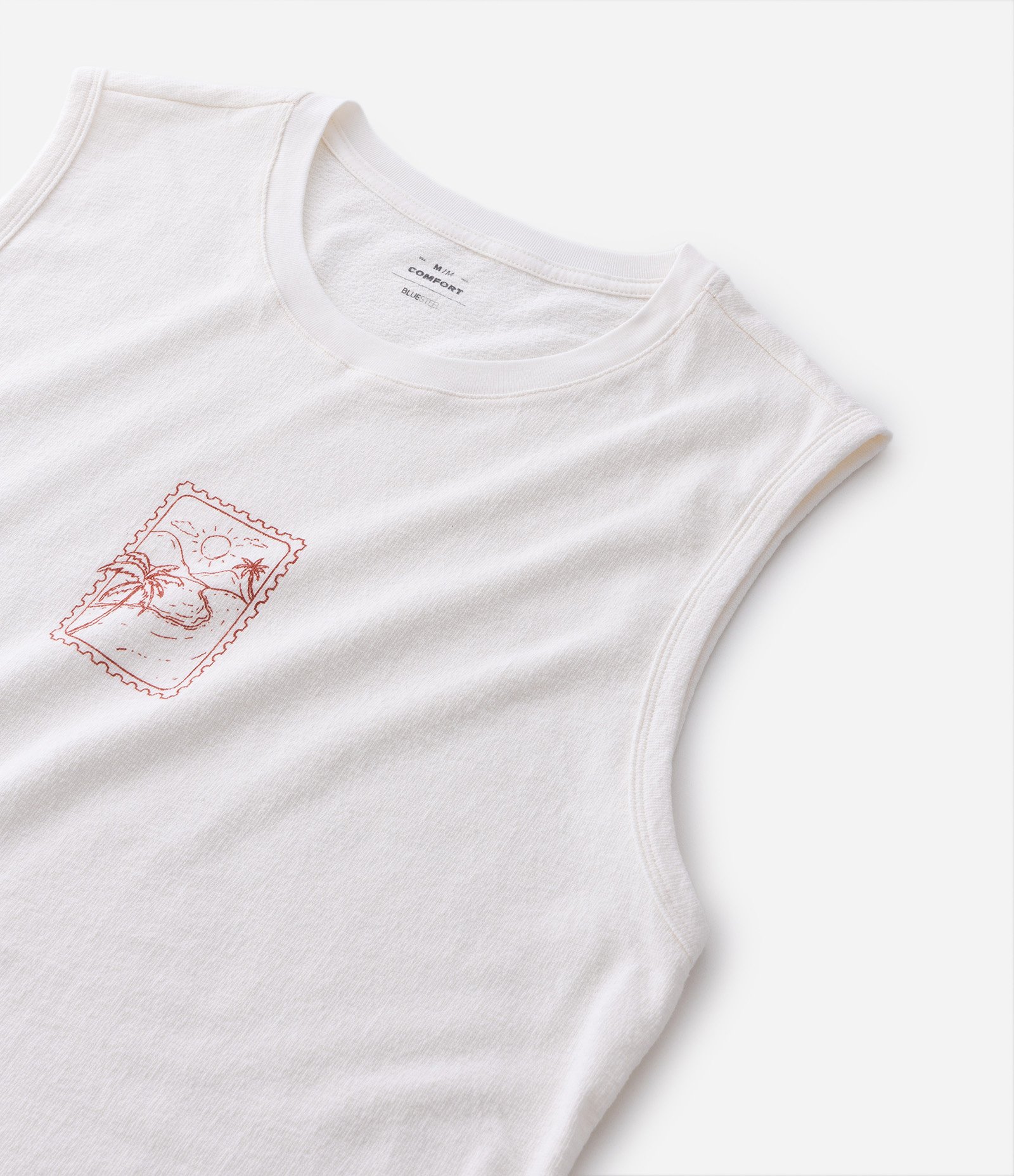 Regata Comfort em Algodão com Estampa Praia Off White 7