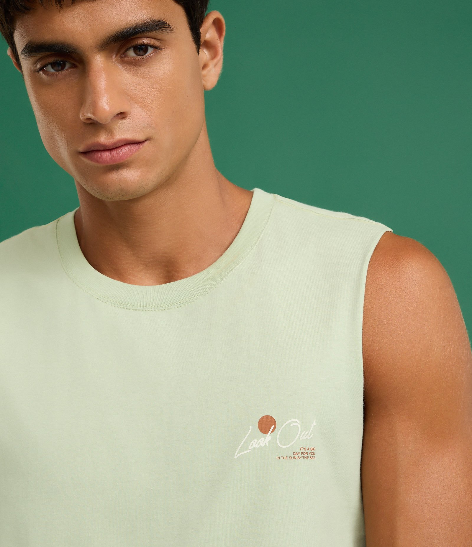 Regata Comfort em Algodão com Estampa Coqueiro Verde 4