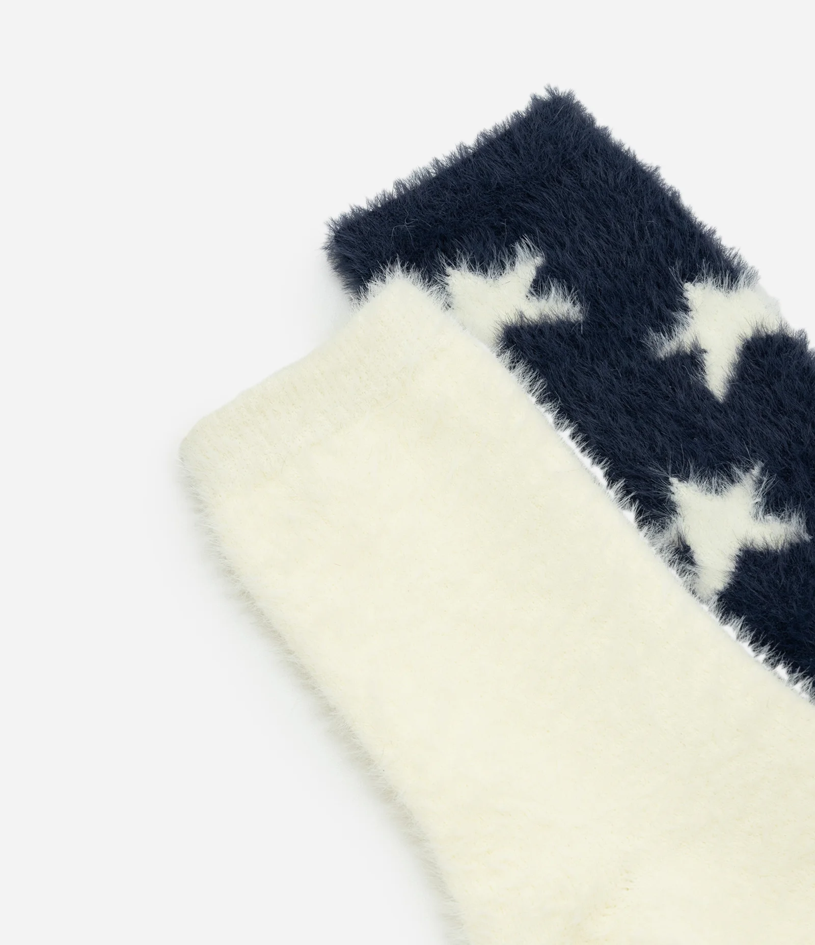 Kit 2 Meias Cano Alto com Pelo Artificial Estrelas Multicores 5