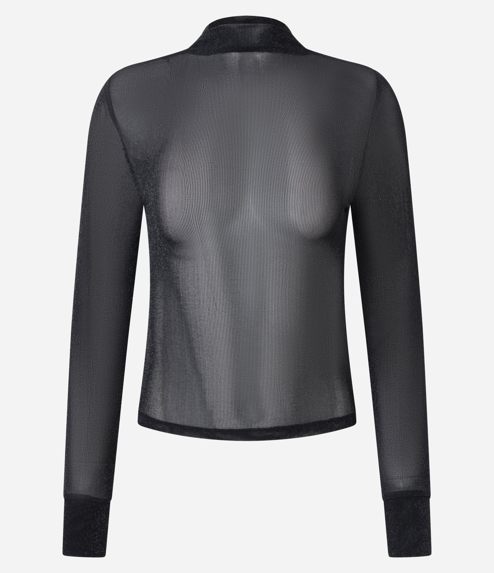 Blusa em Tule com Brilho e Gola Alta Preto 1