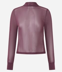 Blusa em Tule com Brilho e Gola Alta