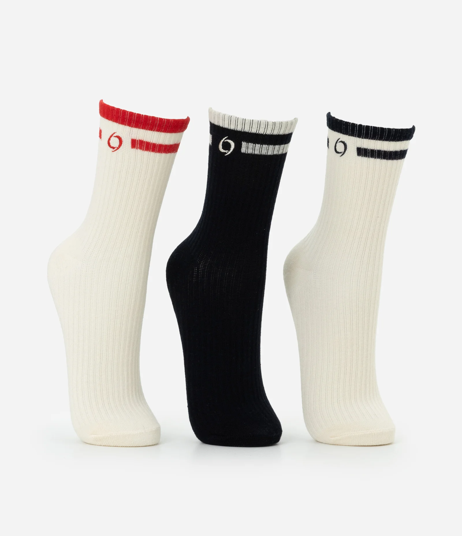 Kit 3 Pares de Meia Cano Médio em Algodão com Listras Multicores 2