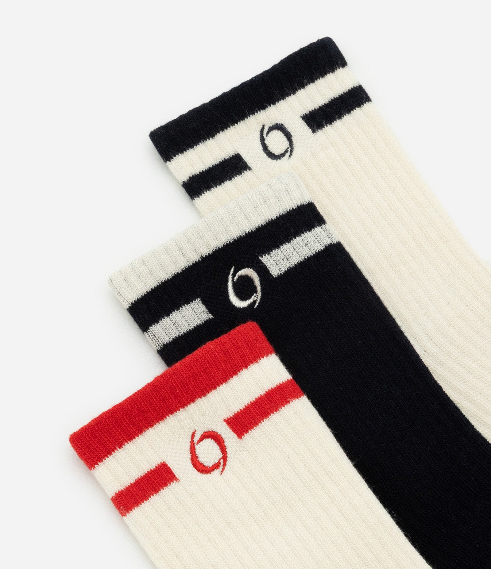 Kit 3 Pares de Meia Cano Médio em Algodão com Listras Multicores 4