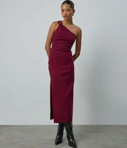 Vestido Midi Ombro Único em Bengaline