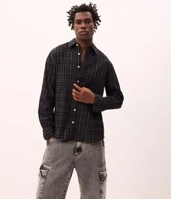 Camisa Manga Longa em Tricoline Xadrez