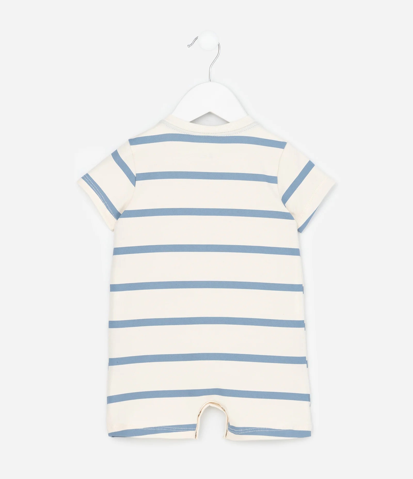 Macaquinho Infantil Listrado com Leão nos Joelhos – Tam RN a 18 Meses Off White 2