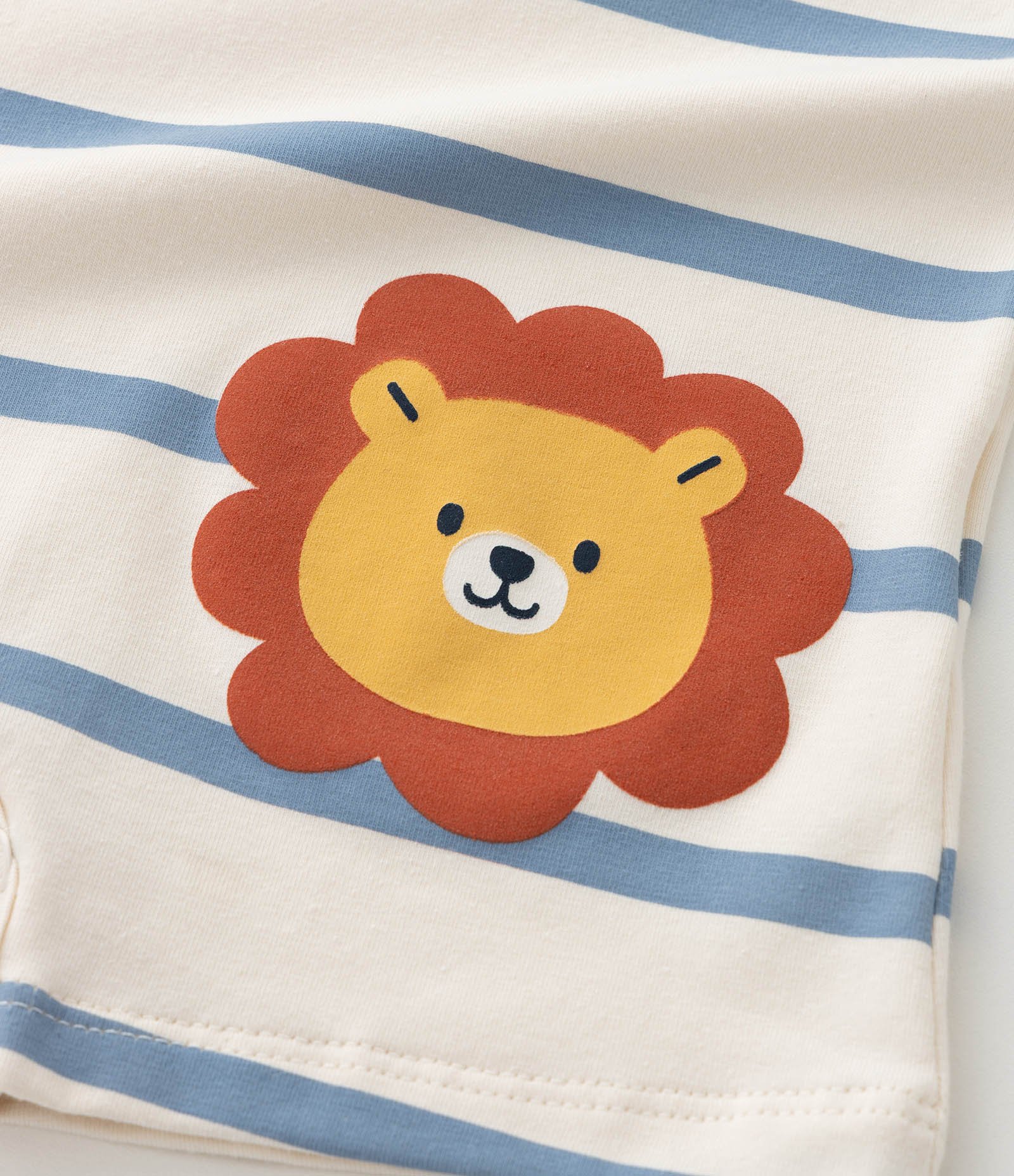 Macaquinho Infantil Listrado com Leão nos Joelhos – Tam RN a 18 Meses Off White 6