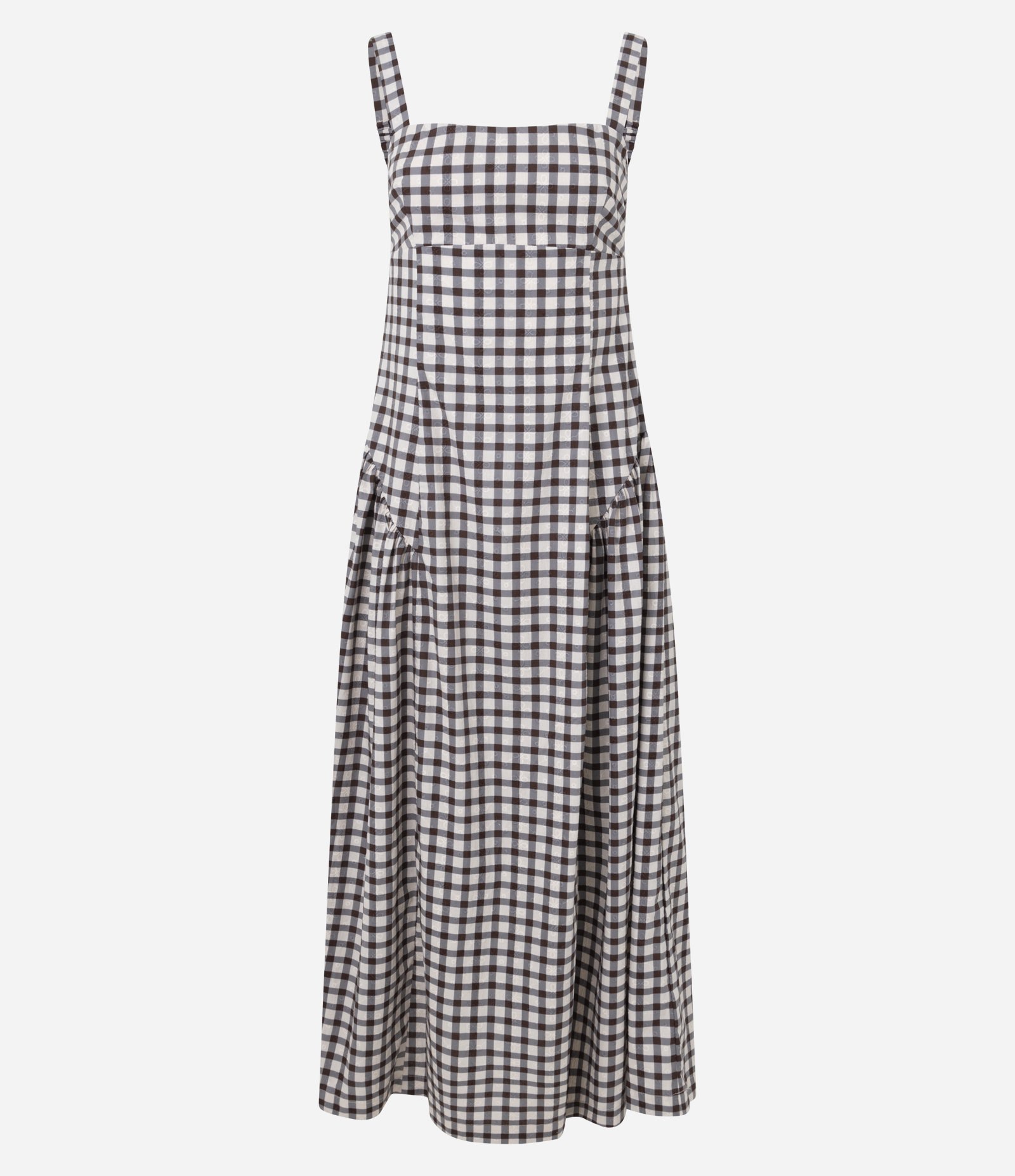 Vestido Midi em Tricoline com Decote Quadrado e Estampa Xadrez Multicores 1