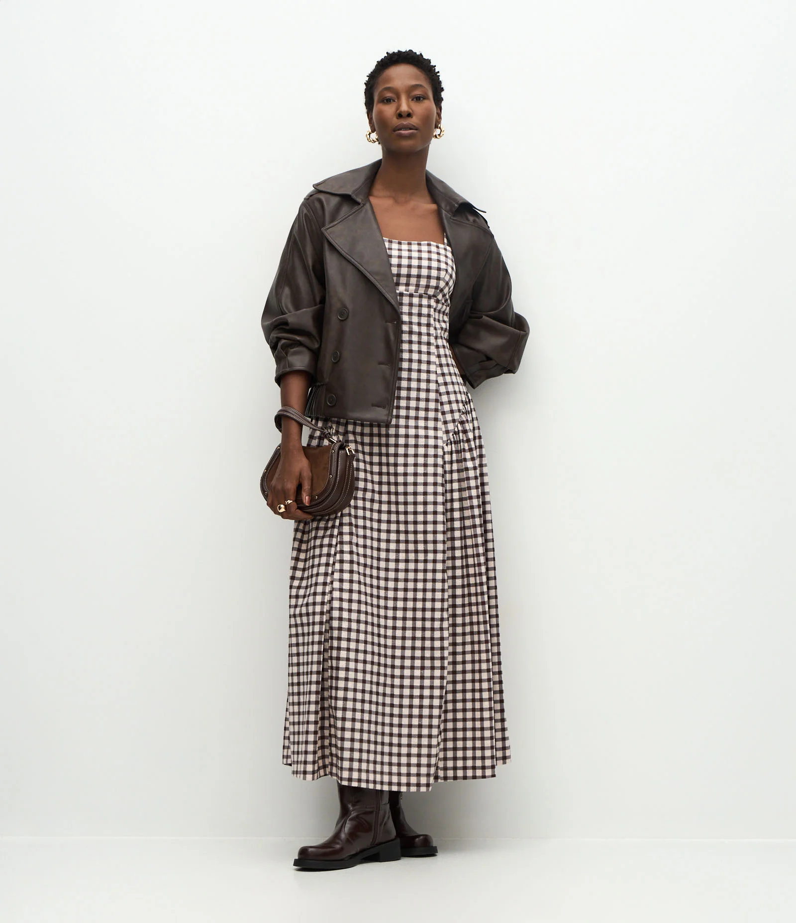Vestido Midi em Algodão com Decote Quadrado e Estampa Xadrez Multicores 2