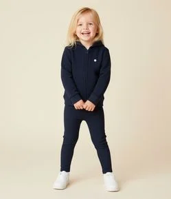 Casaco Infantil em Moletom com Capuz e Bordado de Flor - Tam1 a 6 anos