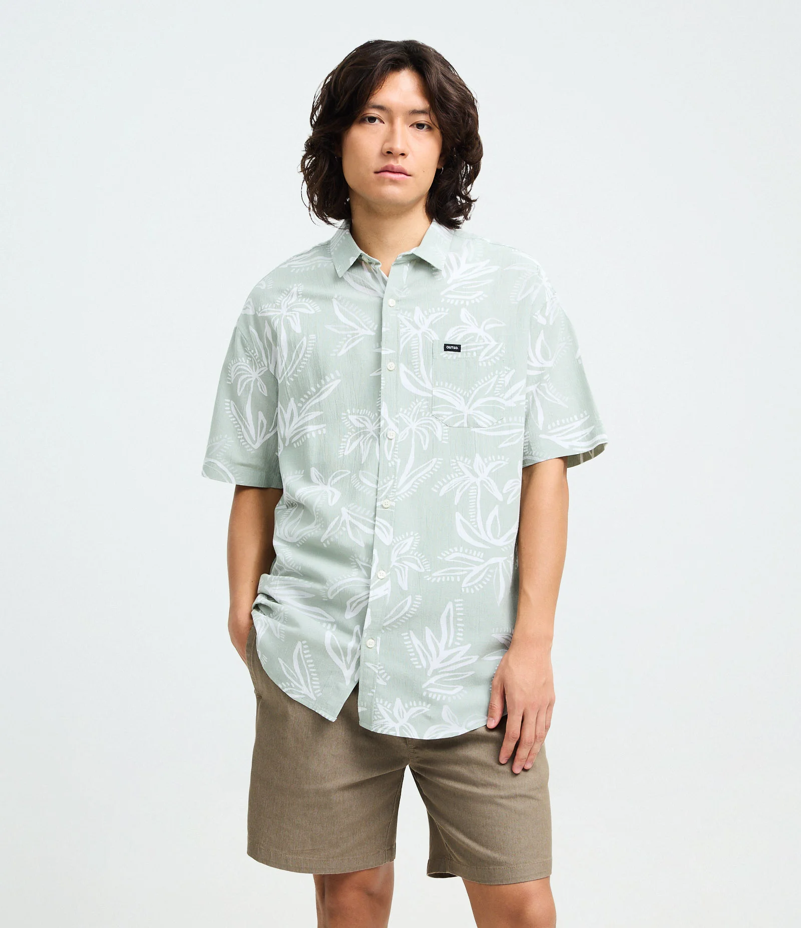 Camisa Relaxed em Tricoline com Estampa Floral Verde 1