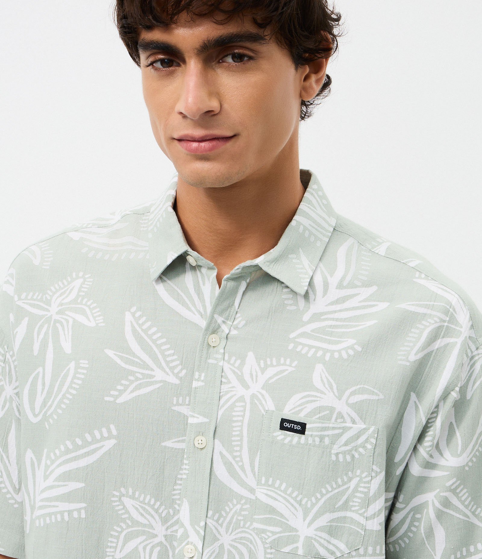 Camisa Relaxed em Tricoline com Estampa Floral Verde 3
