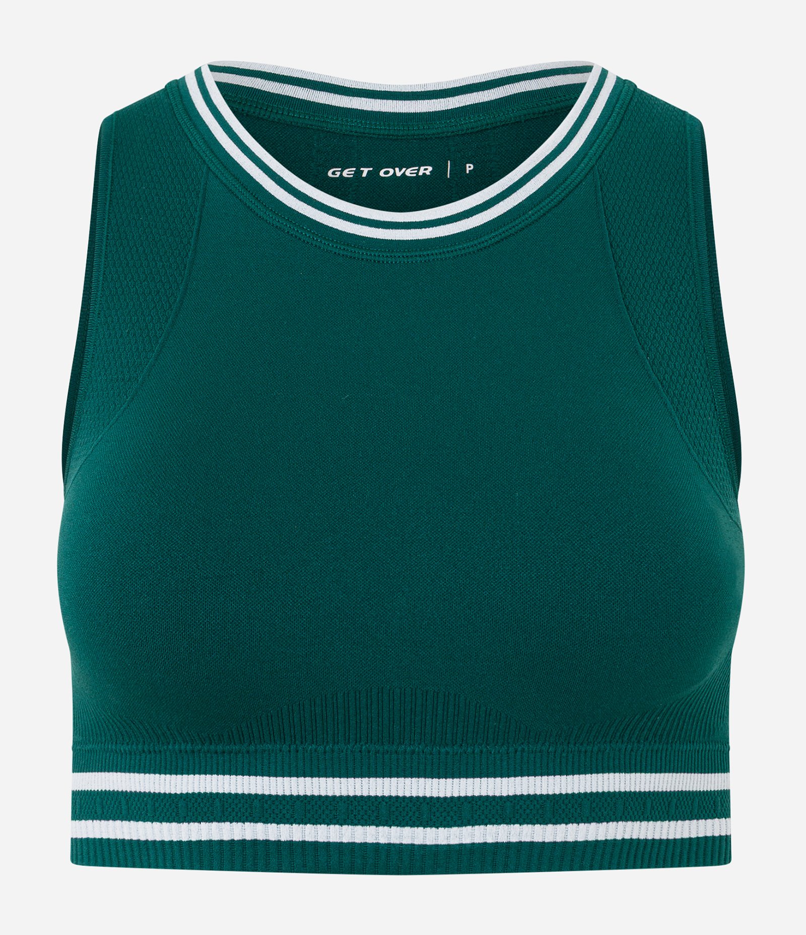 Top Esportivo Alongado com Listras Contrastantes e Seamless Verde 1