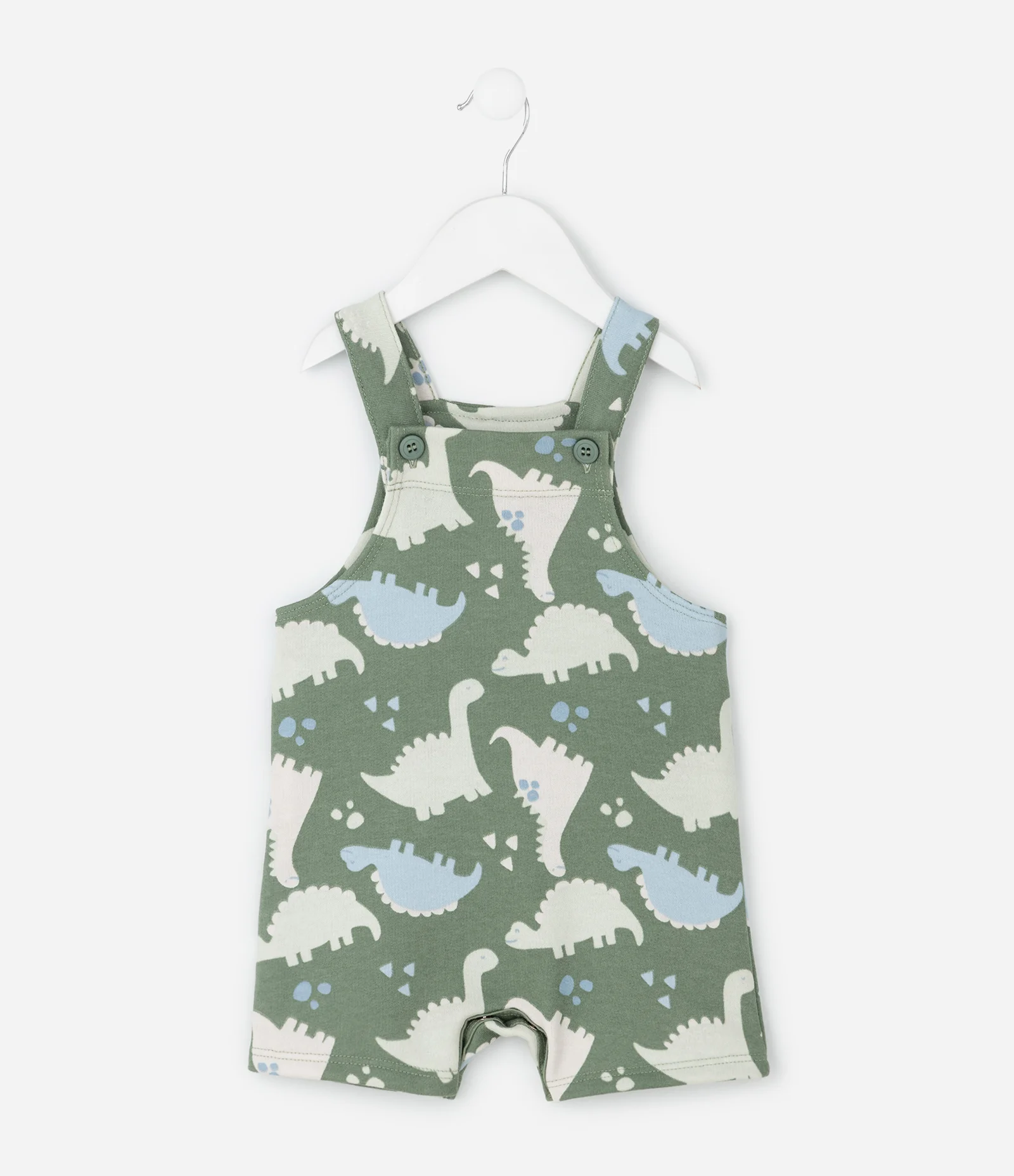 Jardineira Infantil em Moletom com Estampa de Dinossauros – Tam 0 a 18 Meses Verde 2