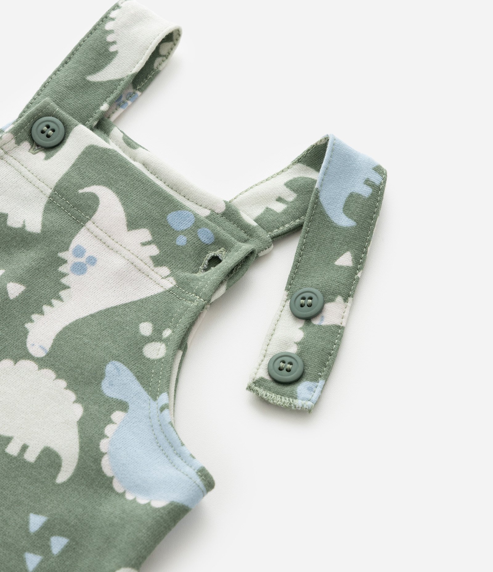 Jardineira Infantil em Moletom com Estampa de Dinossauros – Tam 0 a 18 Meses Verde 6