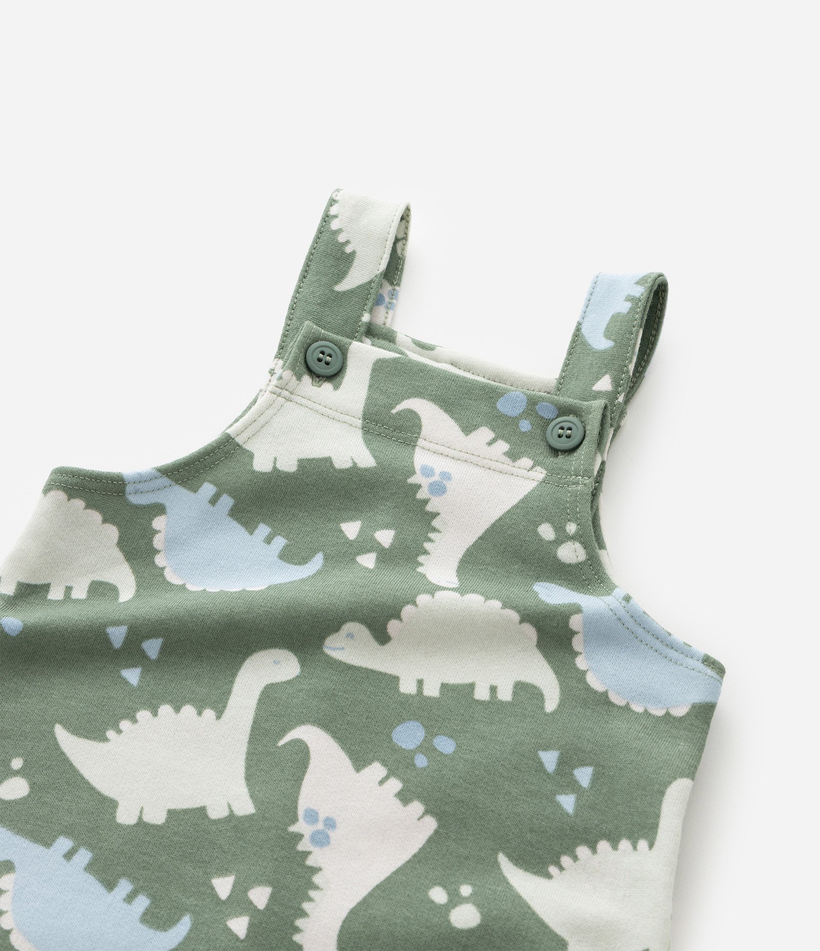 Jardineira Infantil em Moletom com Estampa de Dinossauros – Tam 0 a 18 Meses Verde 7