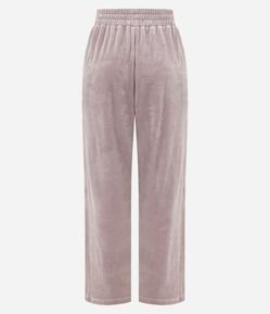 Calça Esportiva Reta em Plush com Piping Contrastante