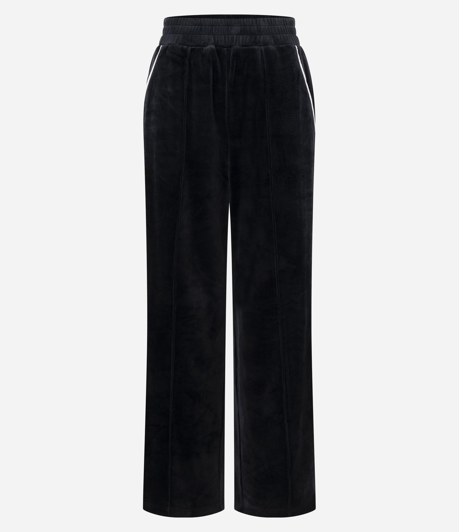 Calça Esportiva Reta em Plush com Piping Contrastante Preto 5