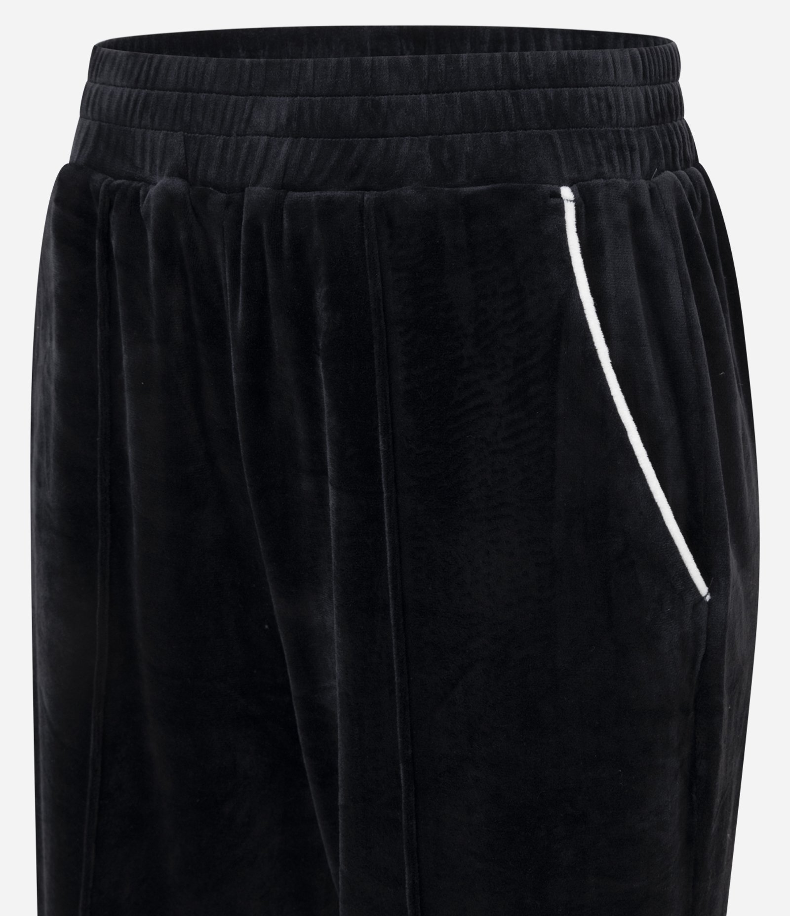 Calça Esportiva Reta em Plush com Piping Contrastante Preto 6