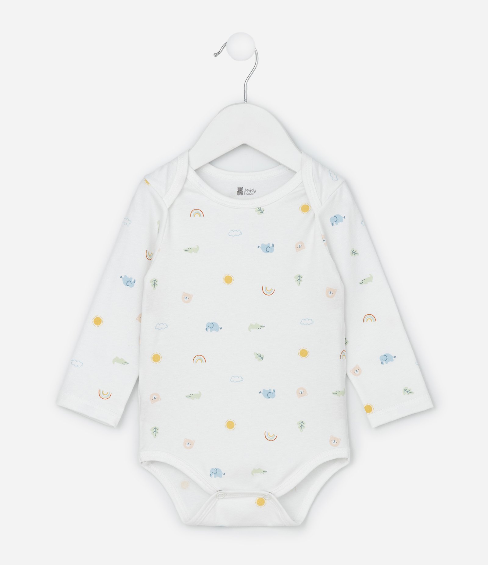 Body Infantil Manga Longa com Estampa Ícone de Arco-íris Tam RN a 18 Meses Branco 1